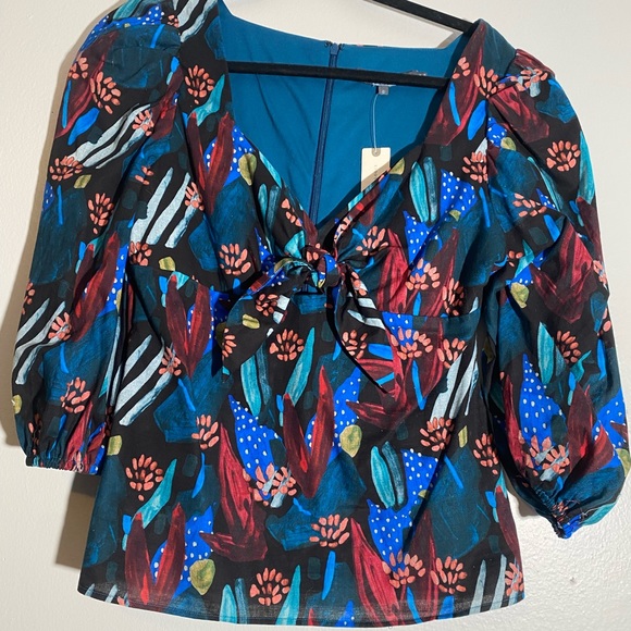 NWT Eva Franco Anthropologie Tropical Blouse Size 6 - Picture 4 of 7